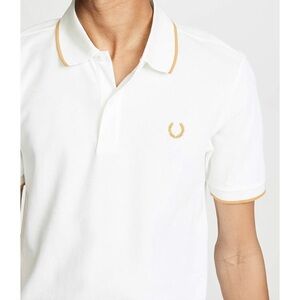RARE Fred Perry X Miles Kane Gold Trim White Polo Shirt